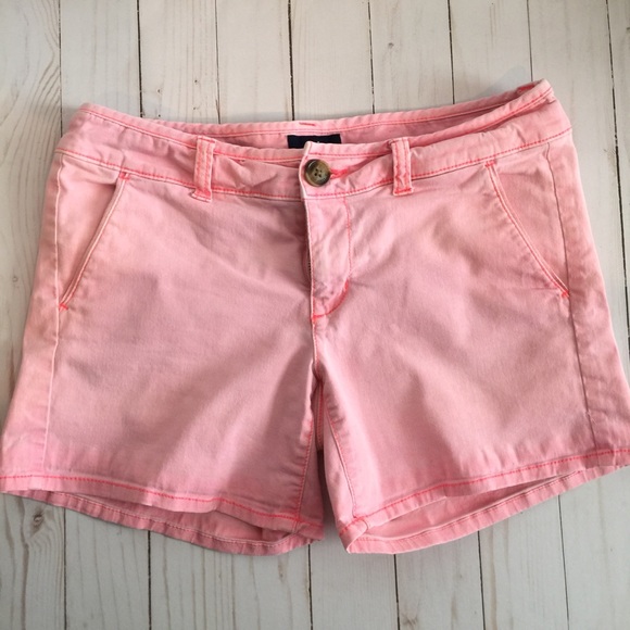 American Eagle Outfitters Pants - American Eagle Neon Pink Shorts Low rise Distresse